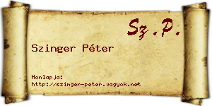 Szinger Péter névjegykártya