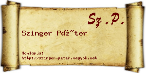 Szinger Péter névjegykártya