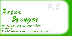 peter szinger business card
