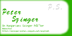 peter szinger business card